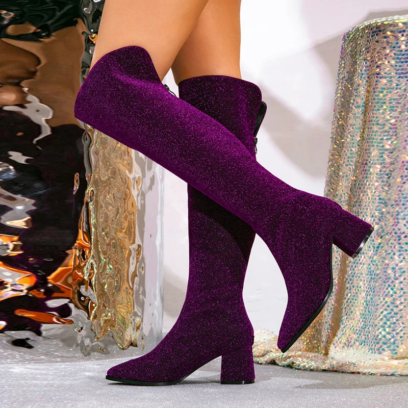 The Celeste Over-the-Knee Glitter Boots