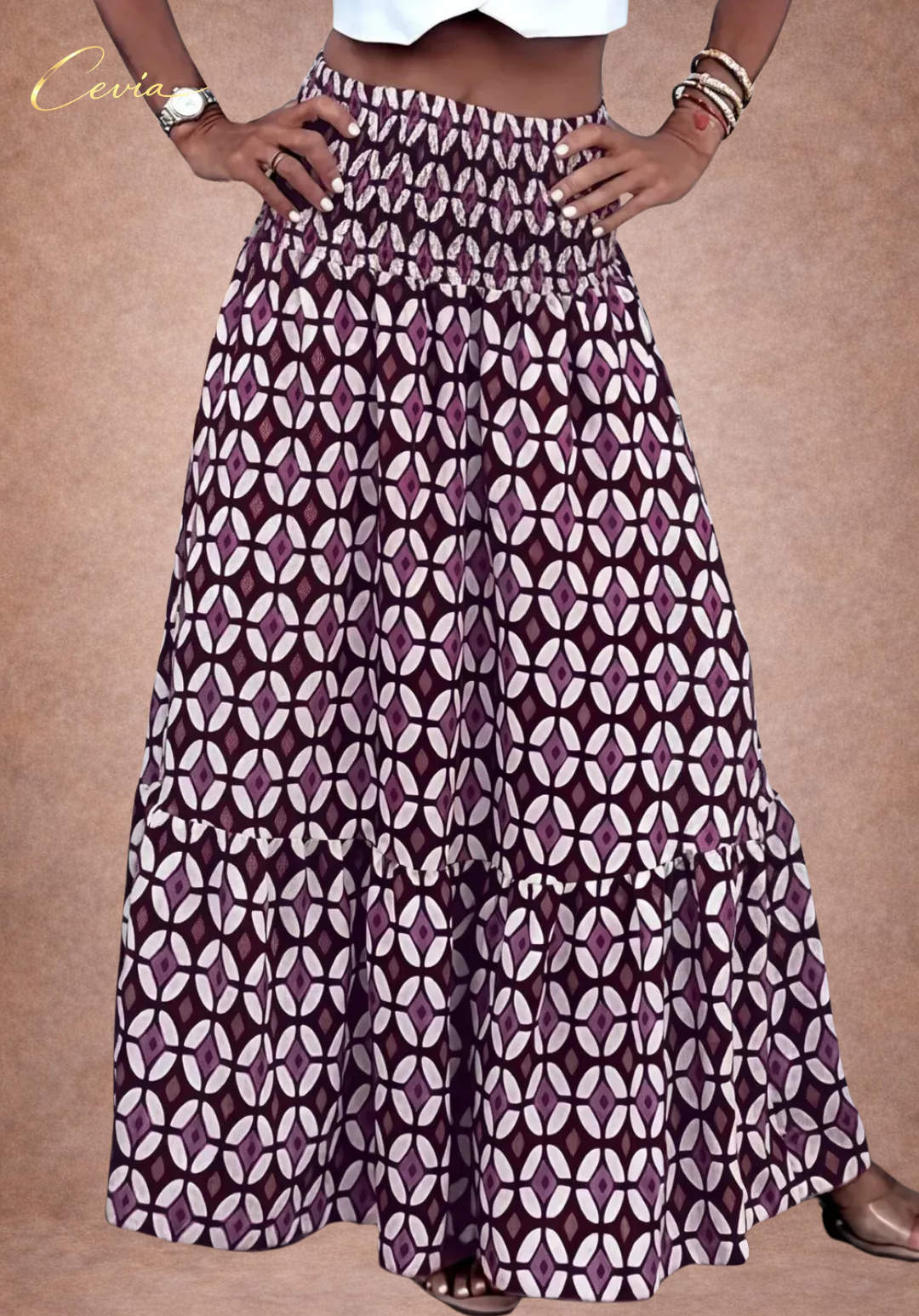 The Midnight Mosaic Tiered Maxi Skirt