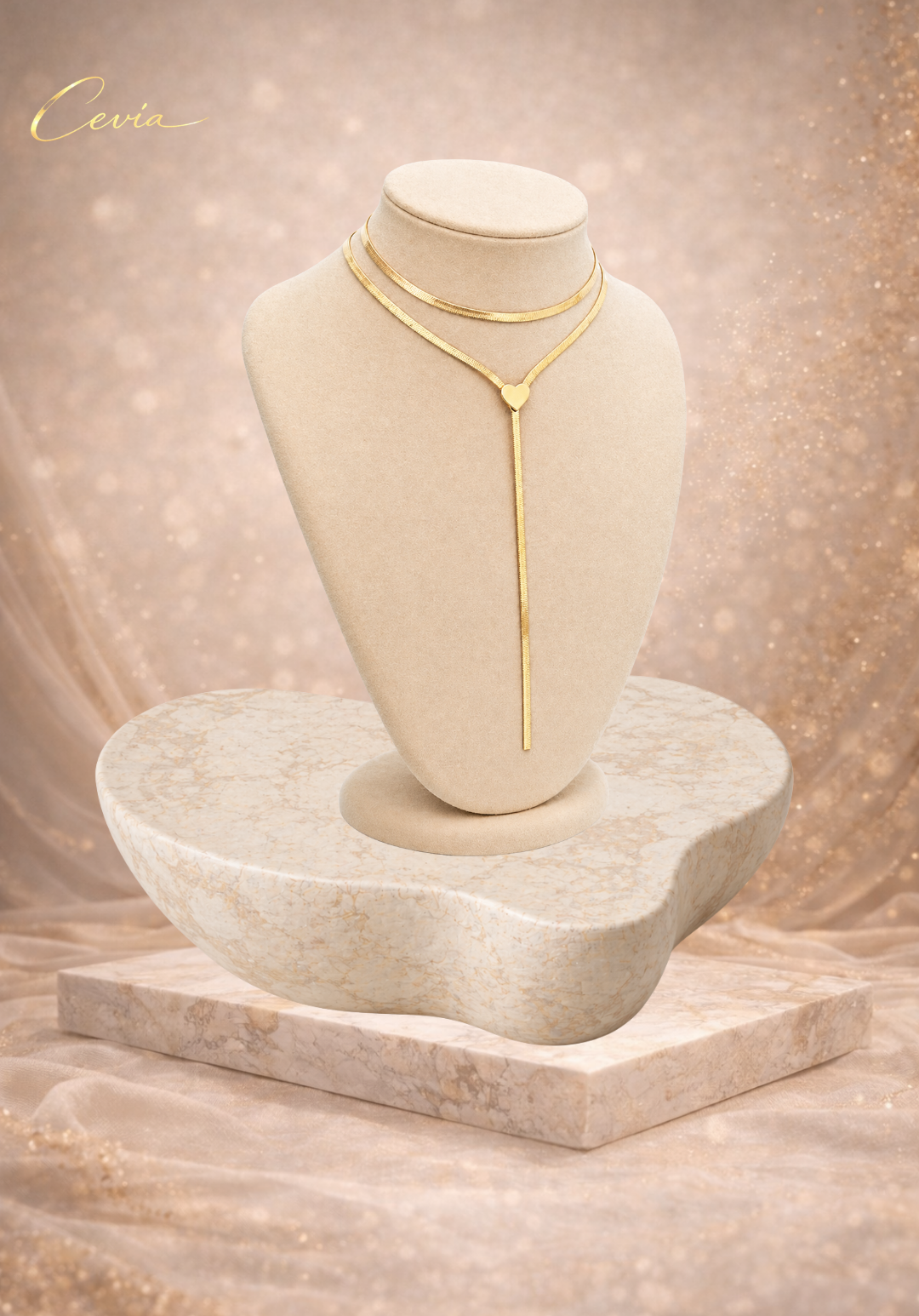 The Amoura Heart Drop Necklace Set