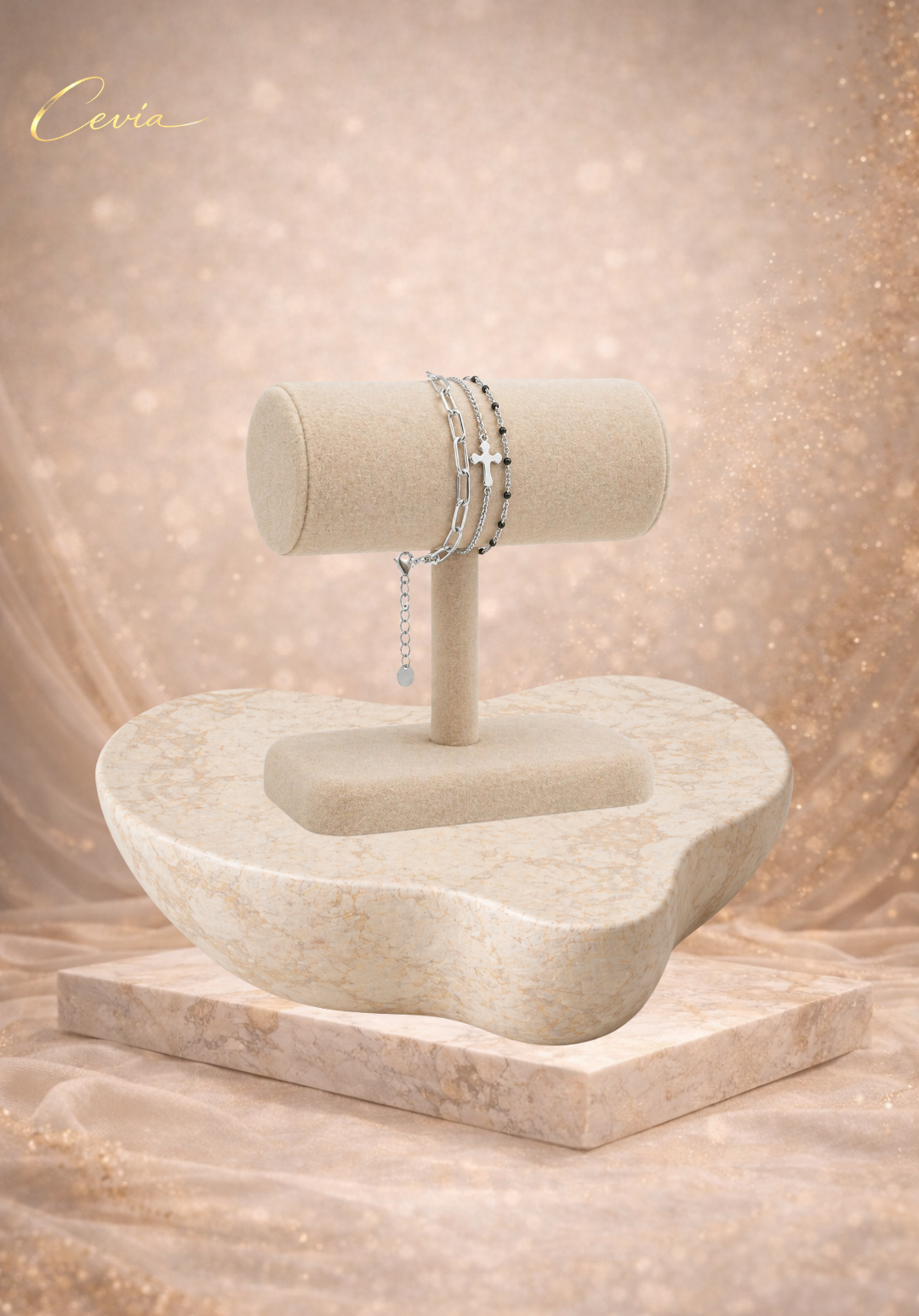 The Lucette Noir-Gold Layered Bracelet — Triple-Layer Minimal Luxe
