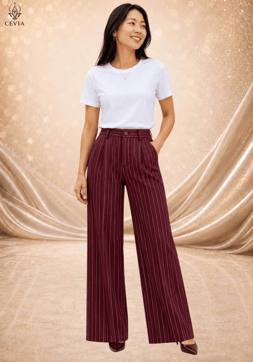 The Pinstripe Authority Wide-Leg Pants