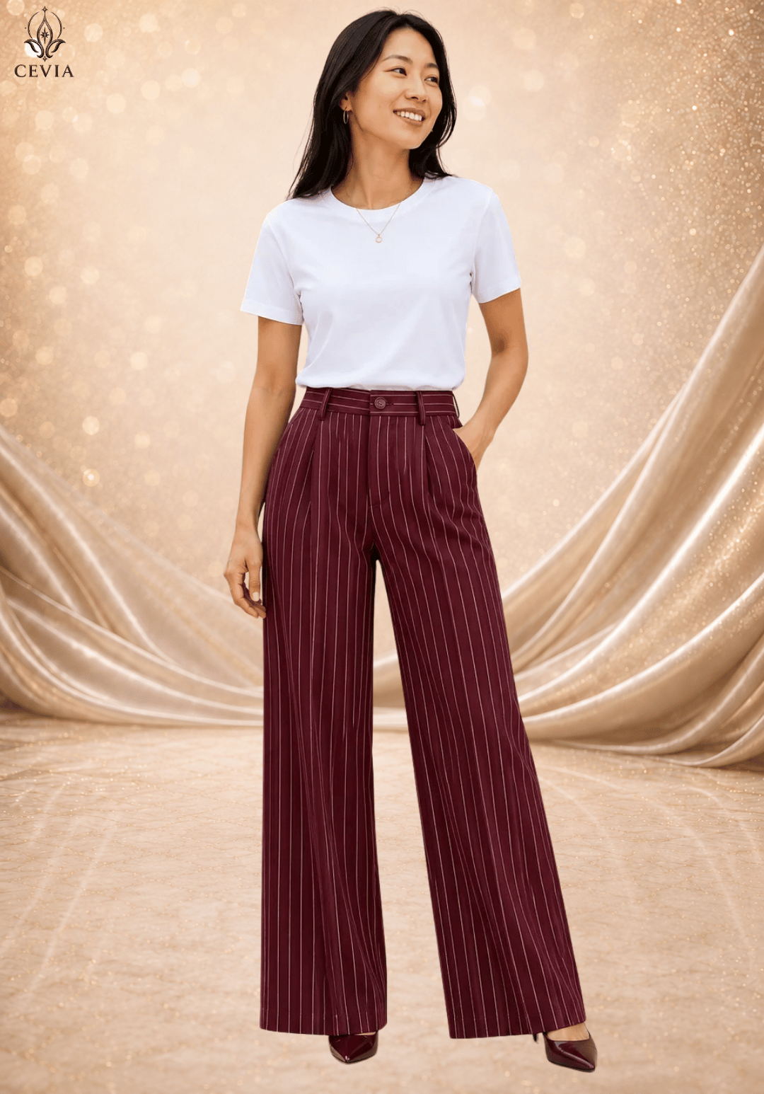 The Pinstripe Authority Wide-Leg Pants