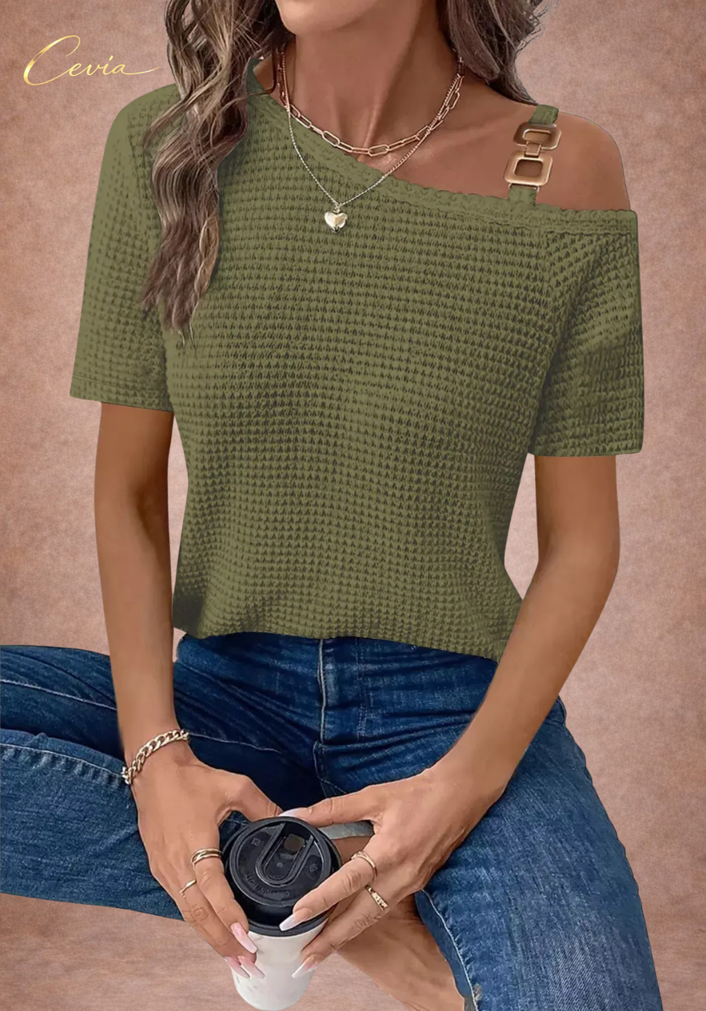 The Riviera One-Shoulder Waffle Knit Top