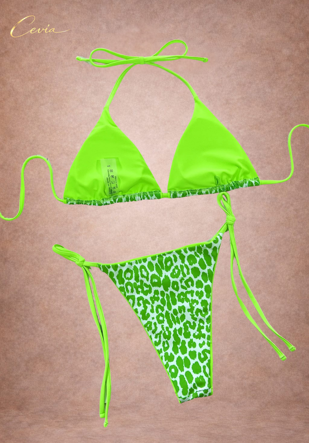 Hot Leopard Tie-Side Triangle Bikini Set