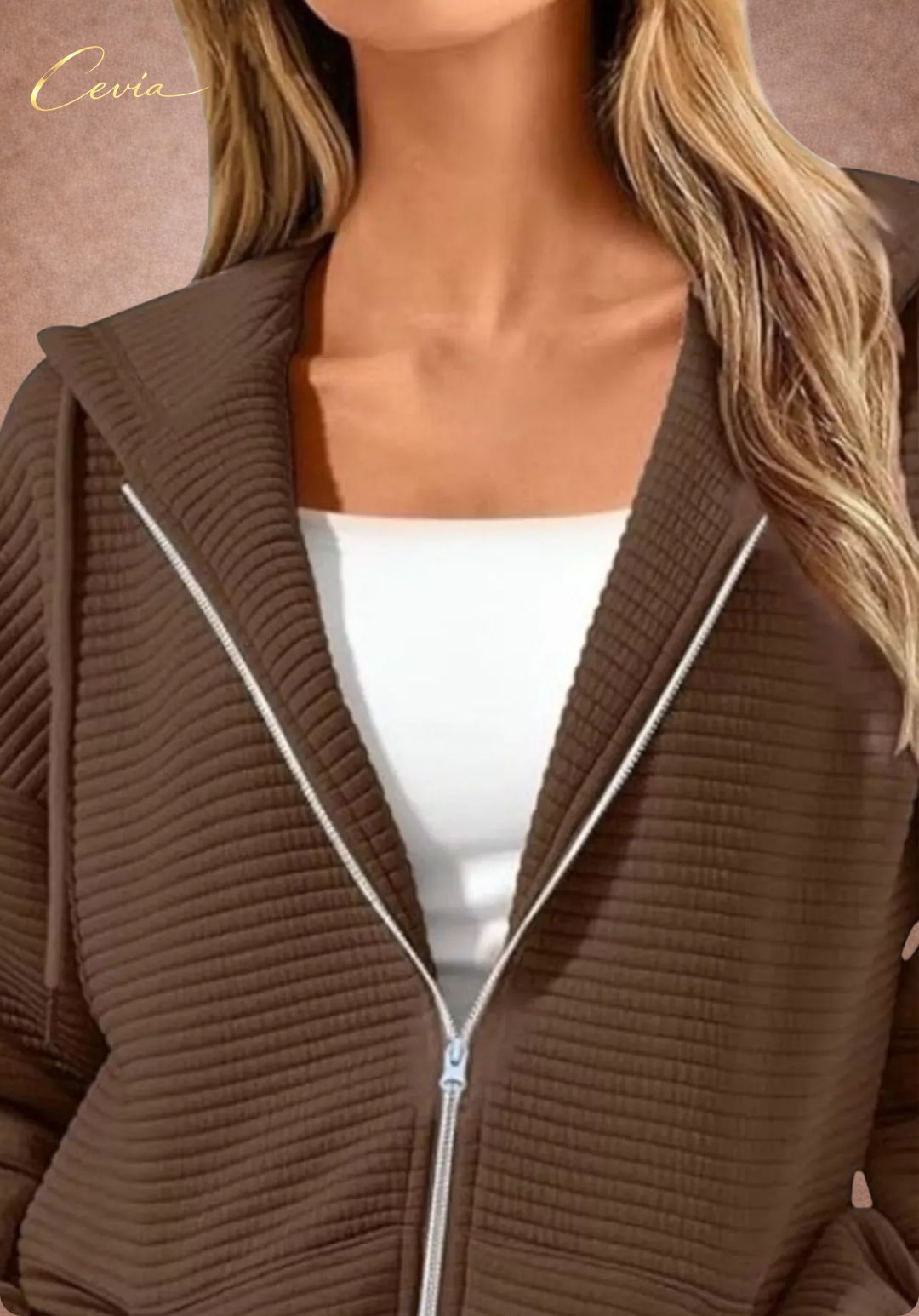 The Nyelle Ribbed Plush Zip Hoodie
