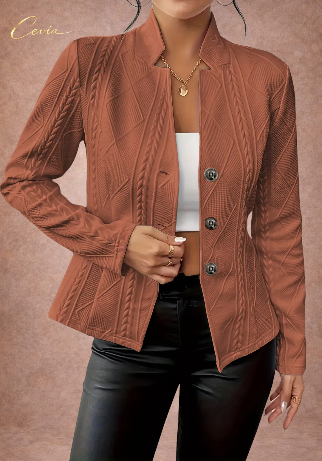 The Elenvara Sculpted-Texture White Blazer