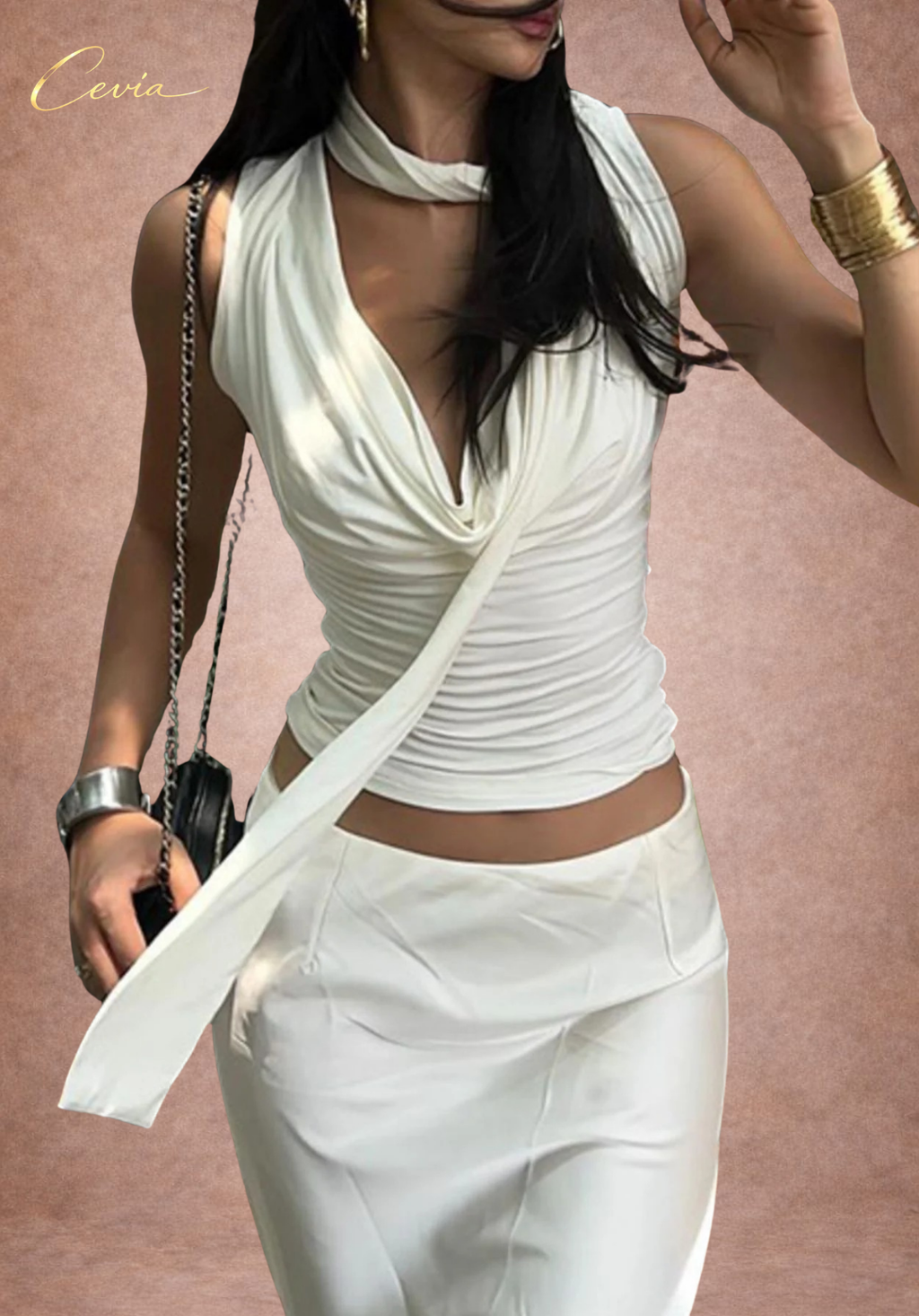 The Vivienne Draped Scarf Top