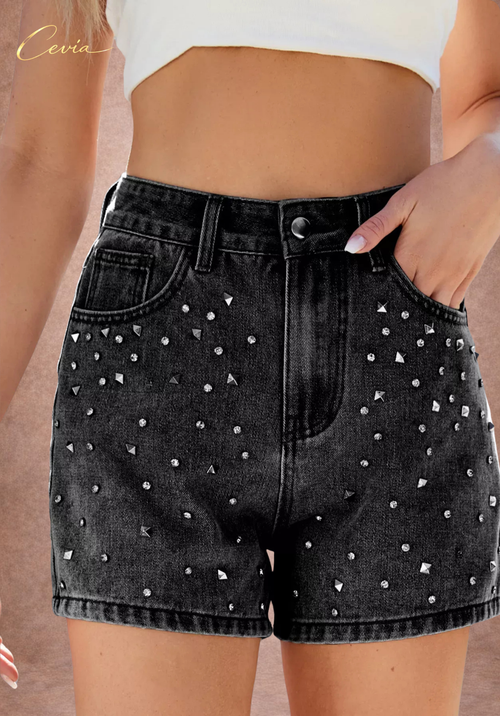 The Étoile Crystal Denim Shorts