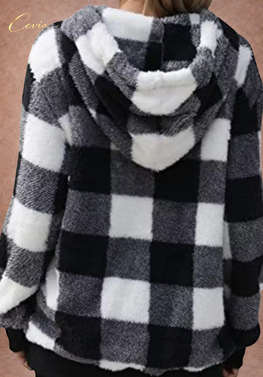 The Marcellinne Checkered Sherpa Hoodie plus size