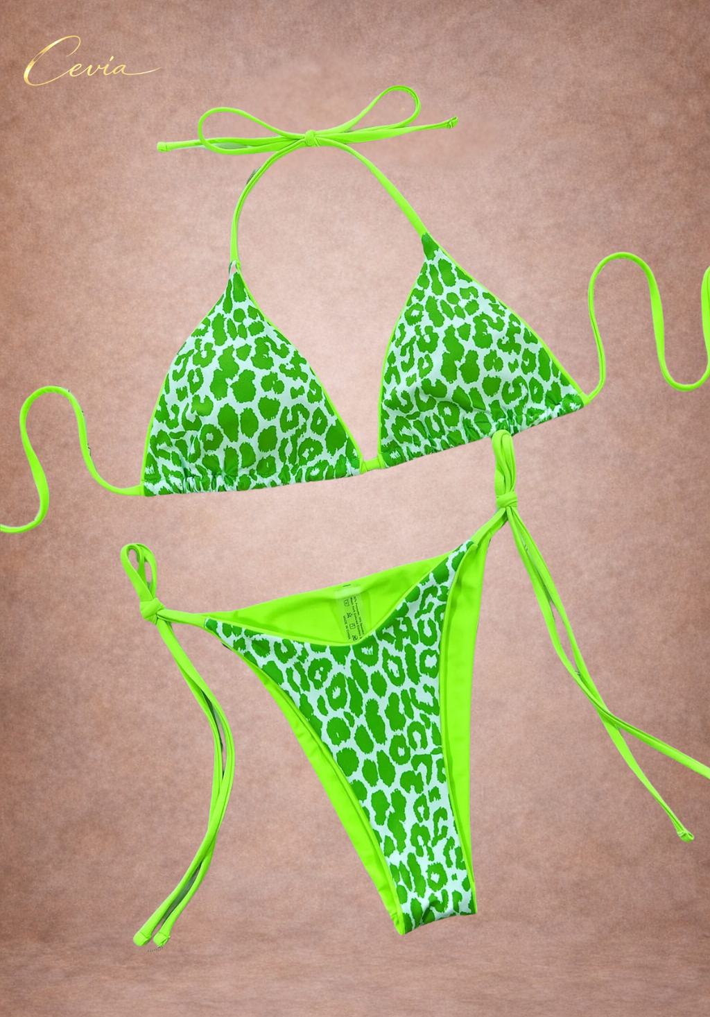 Hot Leopard Tie-Side Triangle Bikini Set