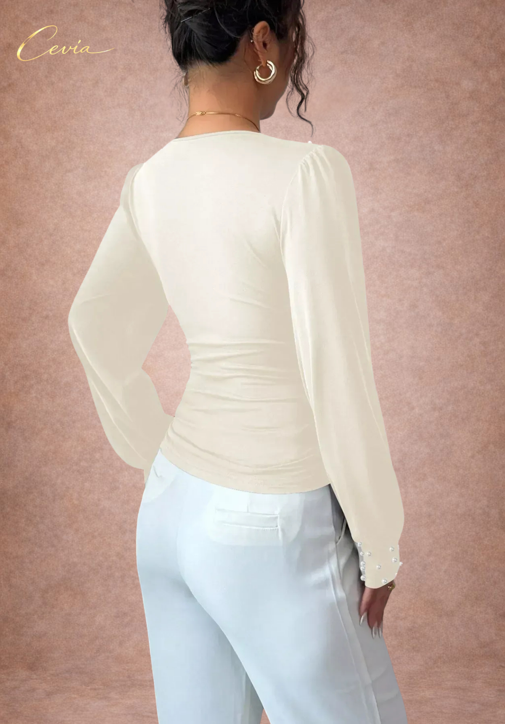 The Marivelle Pearl-Ruched Silhouette Top