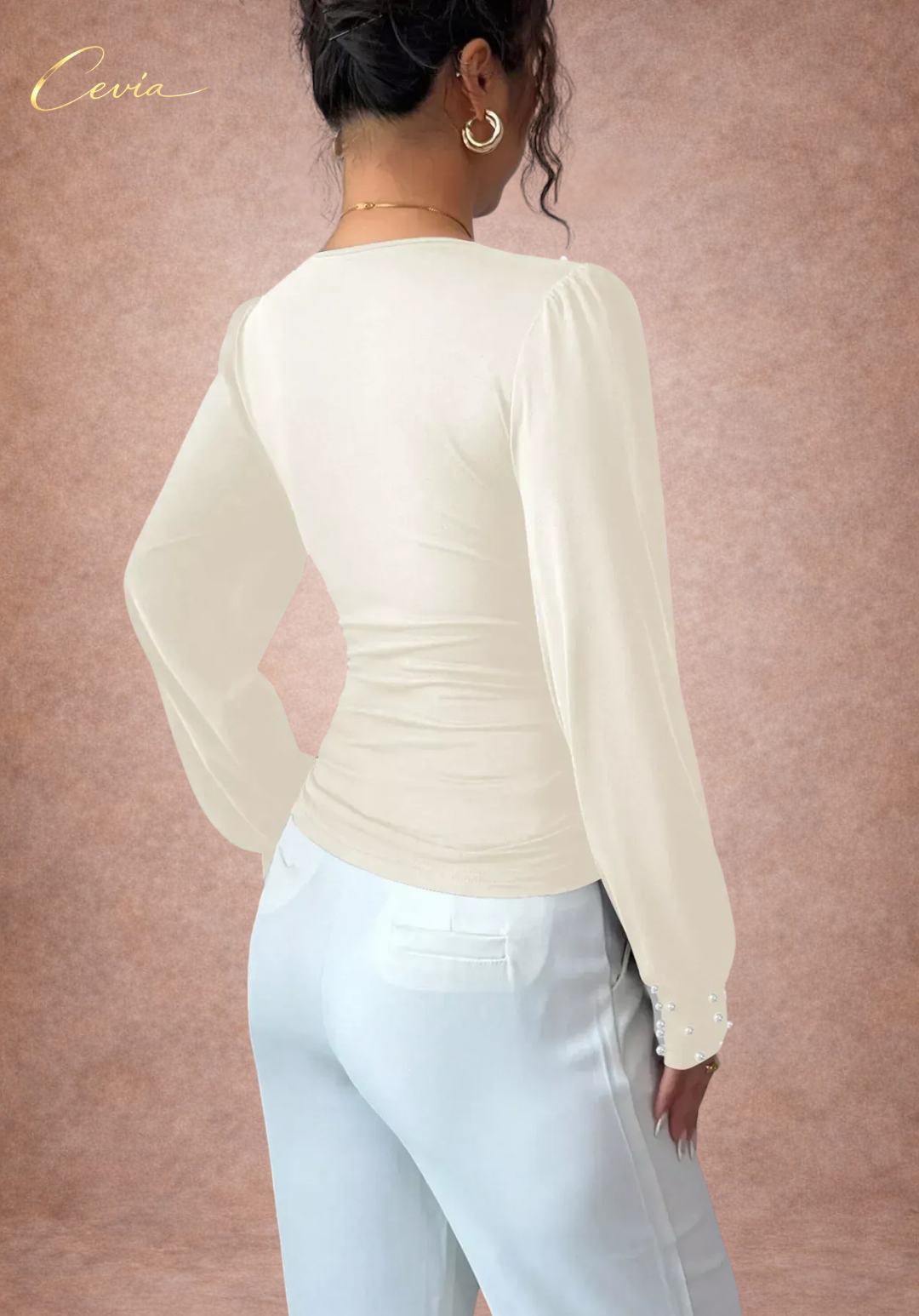 The Marivelle Pearl-Ruched Silhouette Top