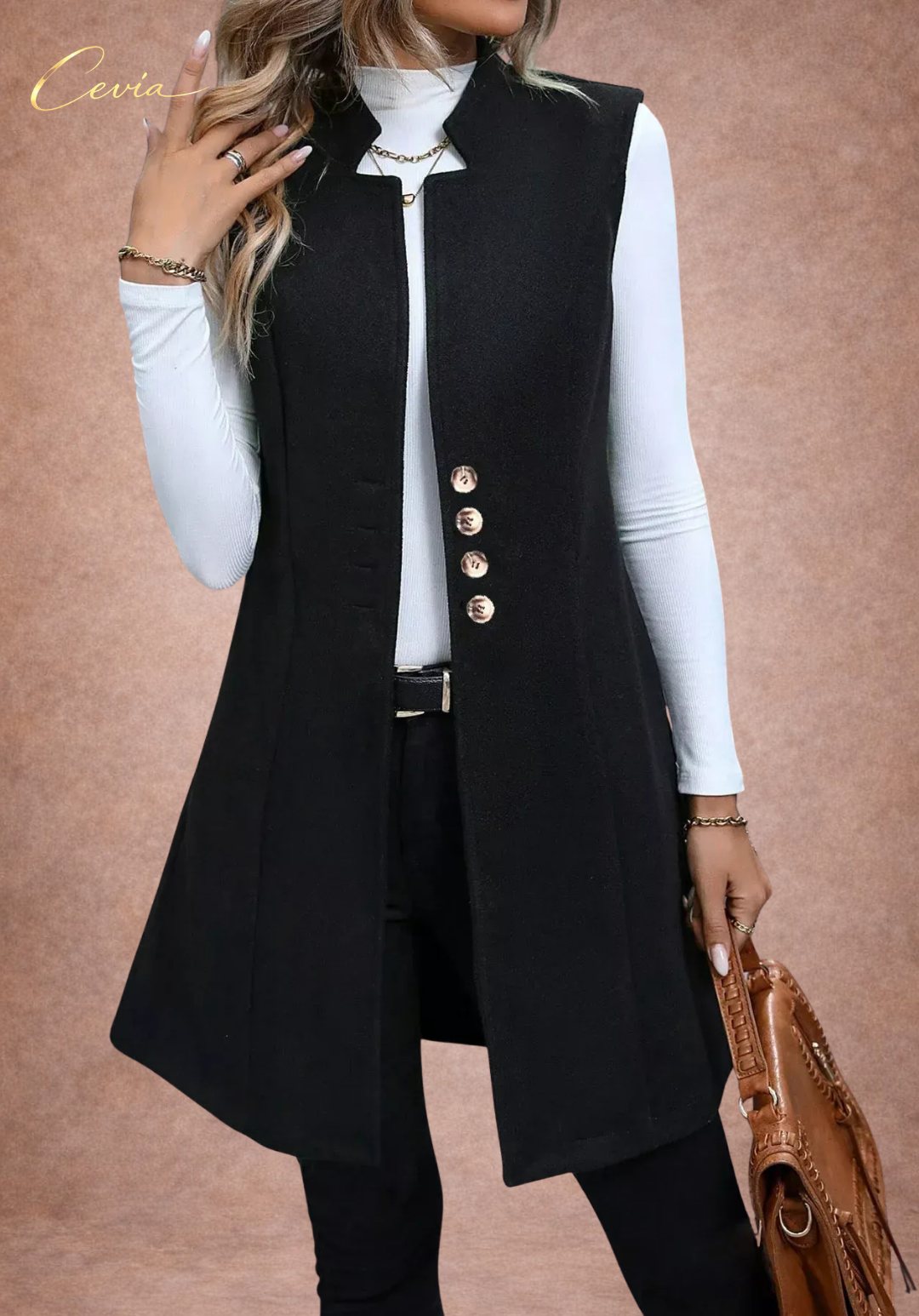 Sculpted Elegance Sleeveless Coat