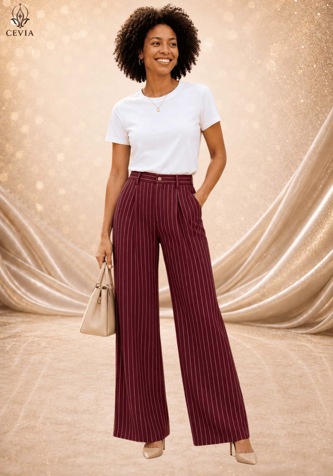 The Pinstripe Authority Wide-Leg Pants