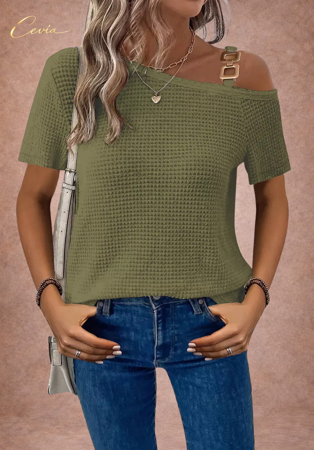 The Riviera One-Shoulder Waffle Knit Top