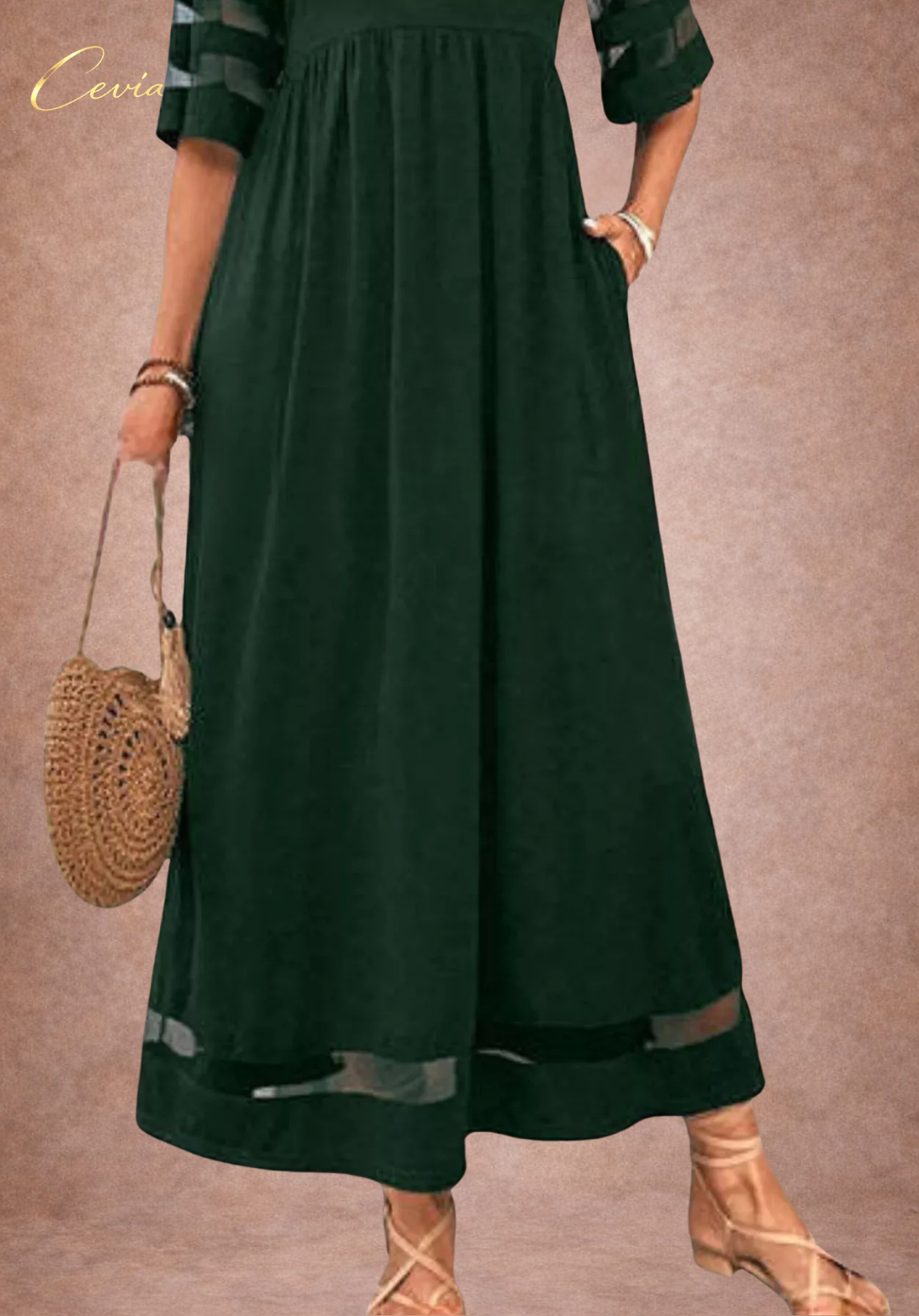 The Marivelle Shadow-Sheer Maxi Dress