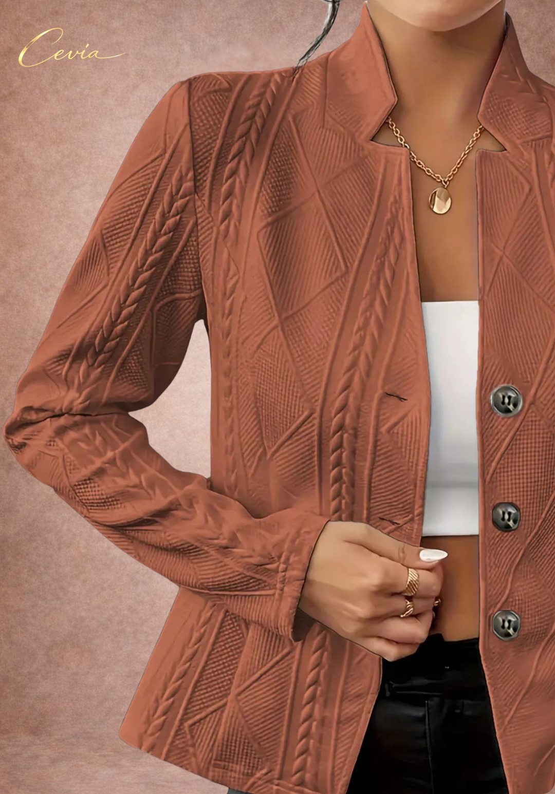 The Elenvara Sculpted-Texture White Blazer
