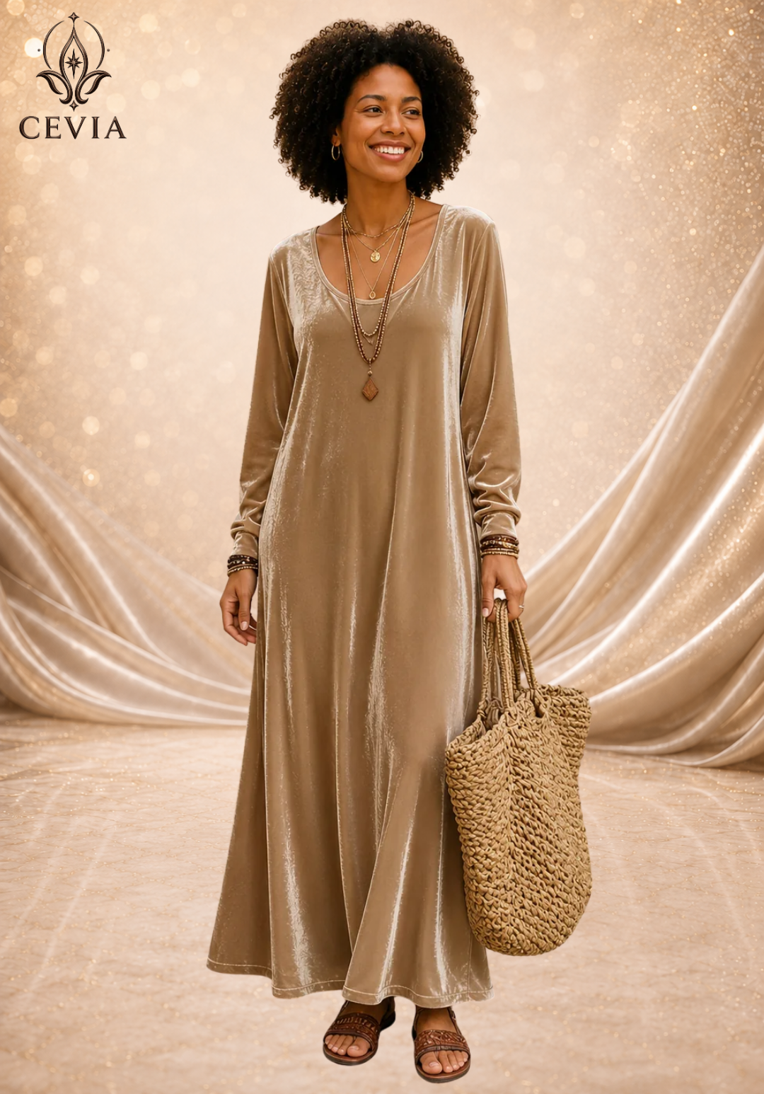 The Fluid Long-Sleeve Maxi Dress