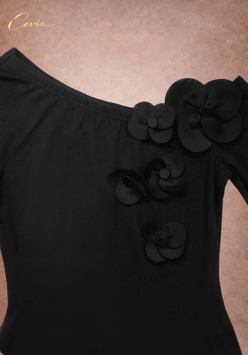 The Fioranne Sculpted Floral Noir Bodysuit