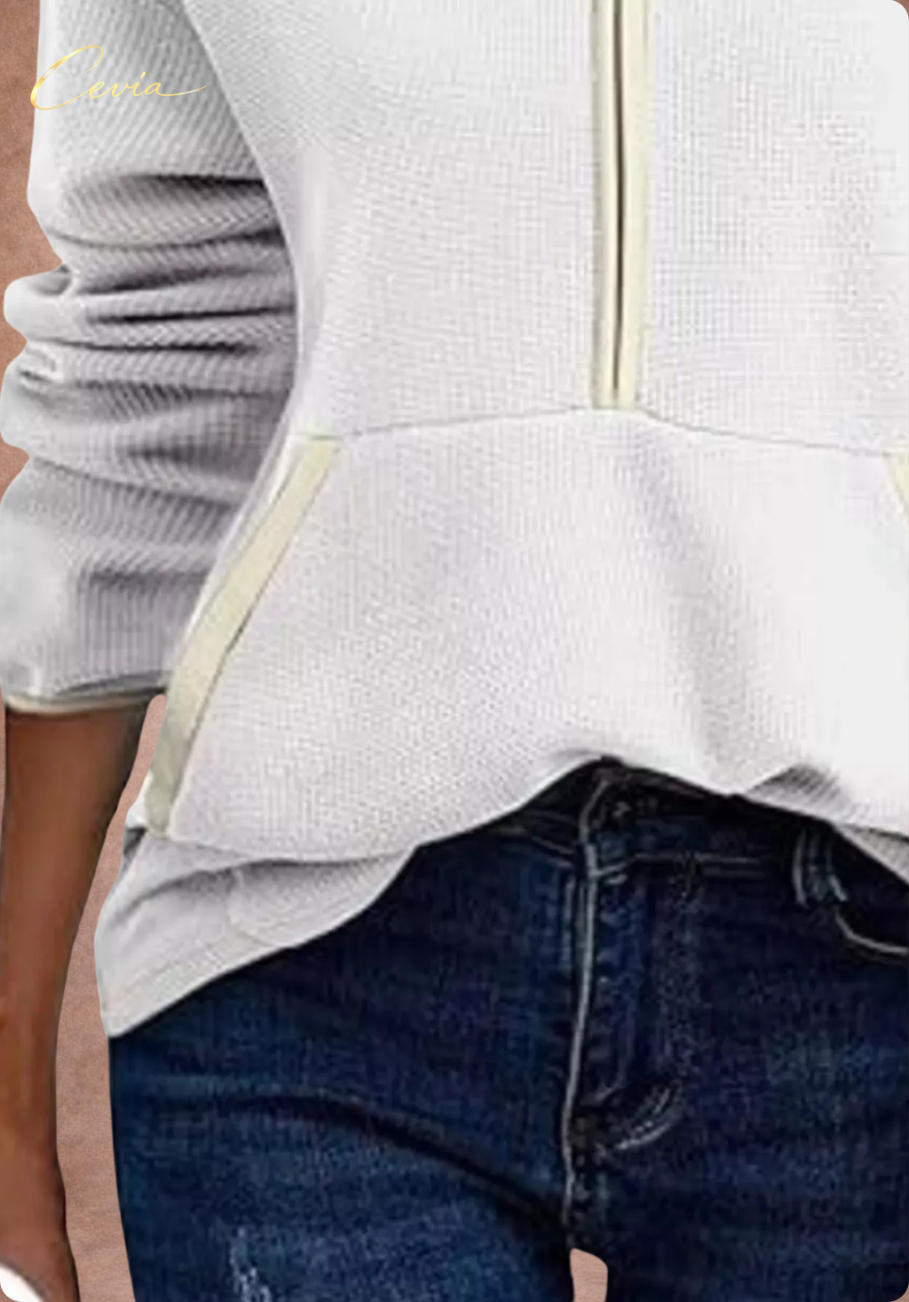 The Arlona Two-Tone Zip Pullover