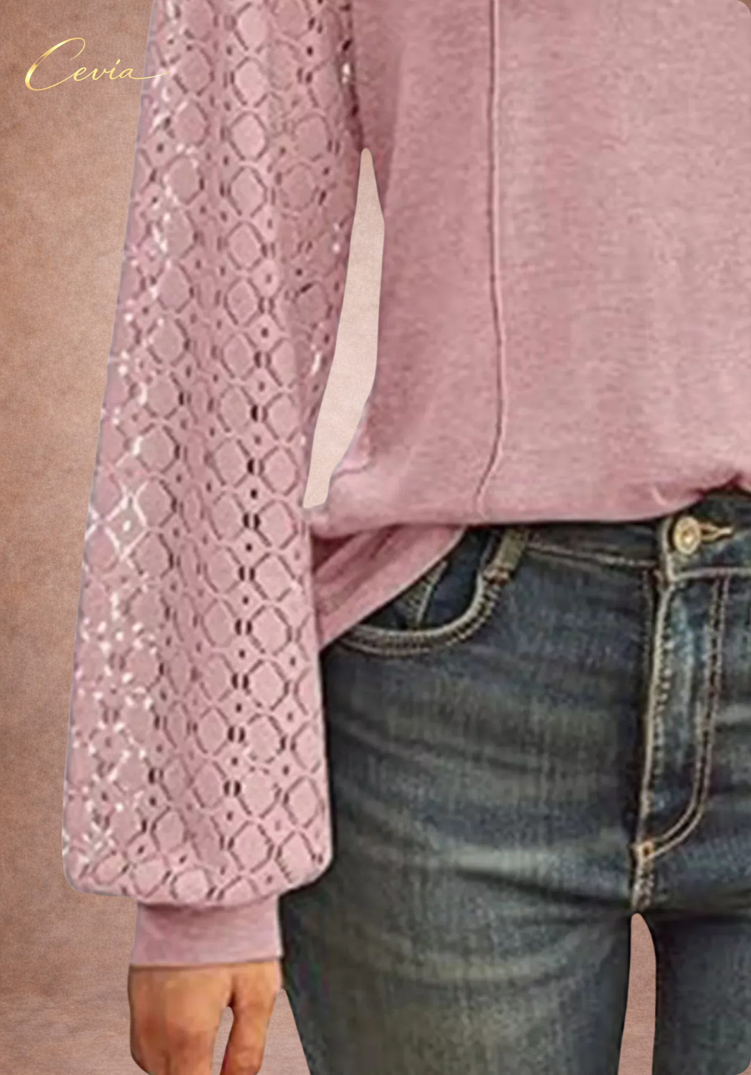 The Lysandra Lace-Sleeve Seamline Top