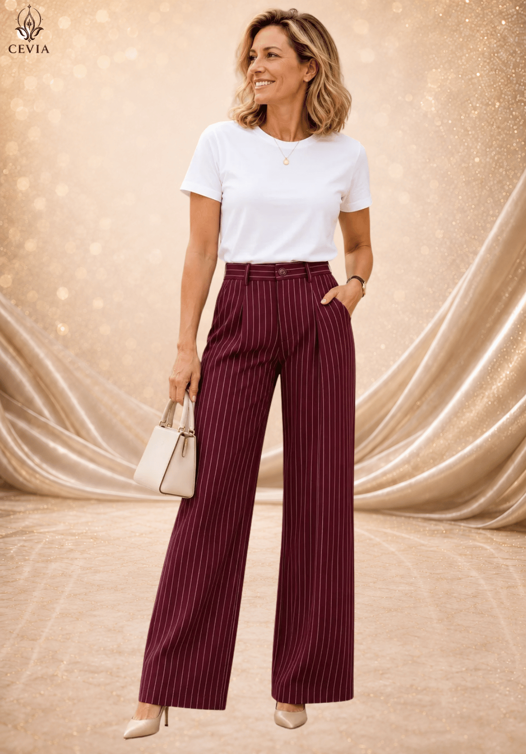 The Pinstripe Authority Wide-Leg Pants