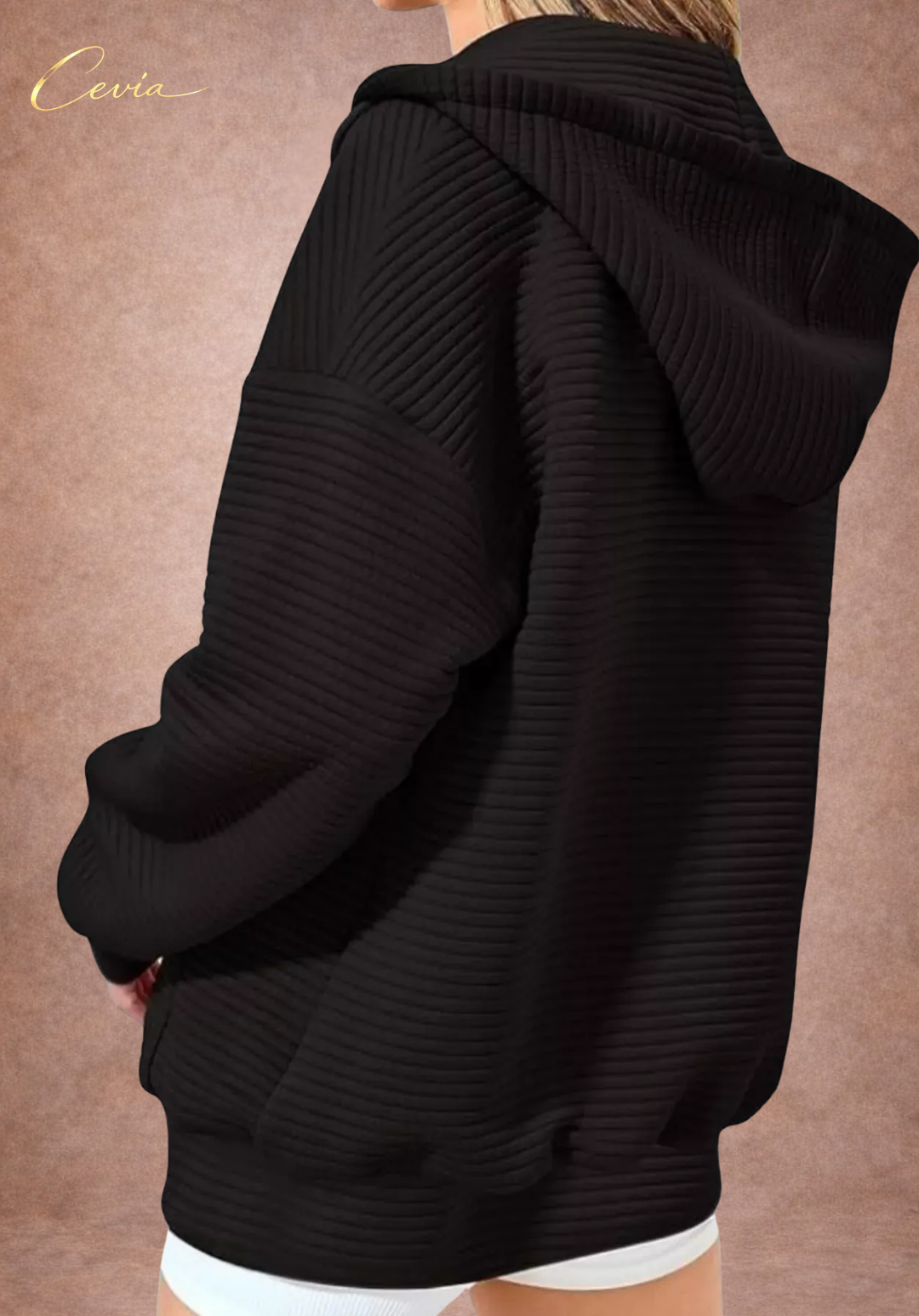 The Nyelle Ribbed Plush Zip Hoodie