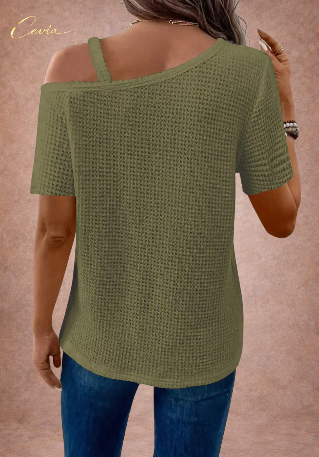 The Riviera One-Shoulder Waffle Knit Top