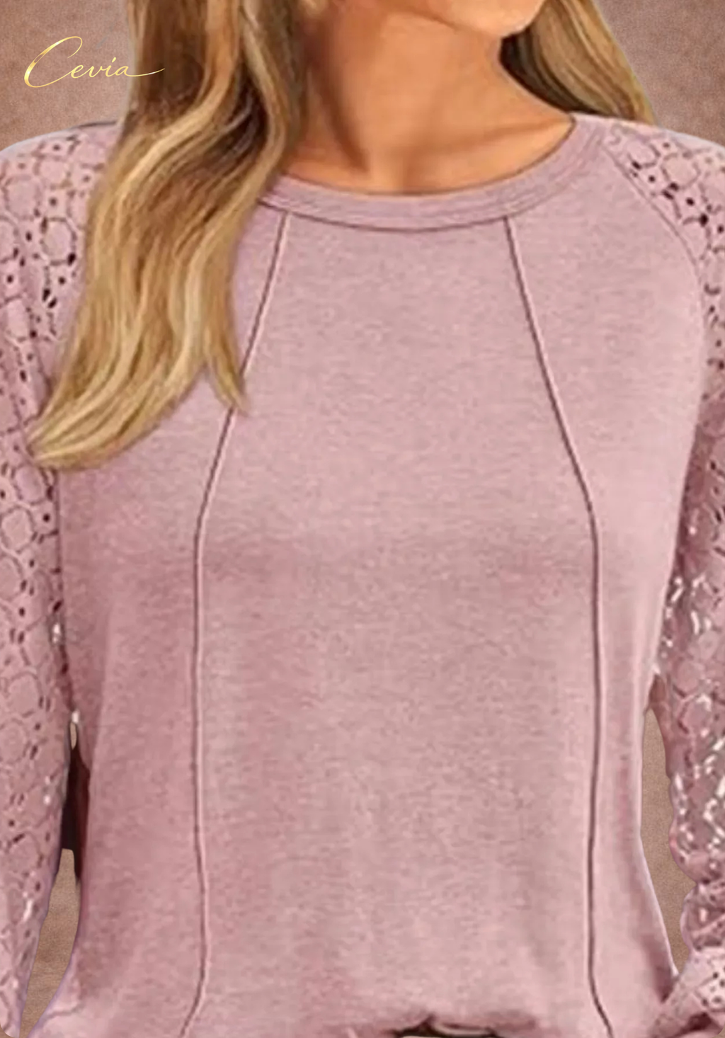 The Lysandra Lace-Sleeve Seamline Top