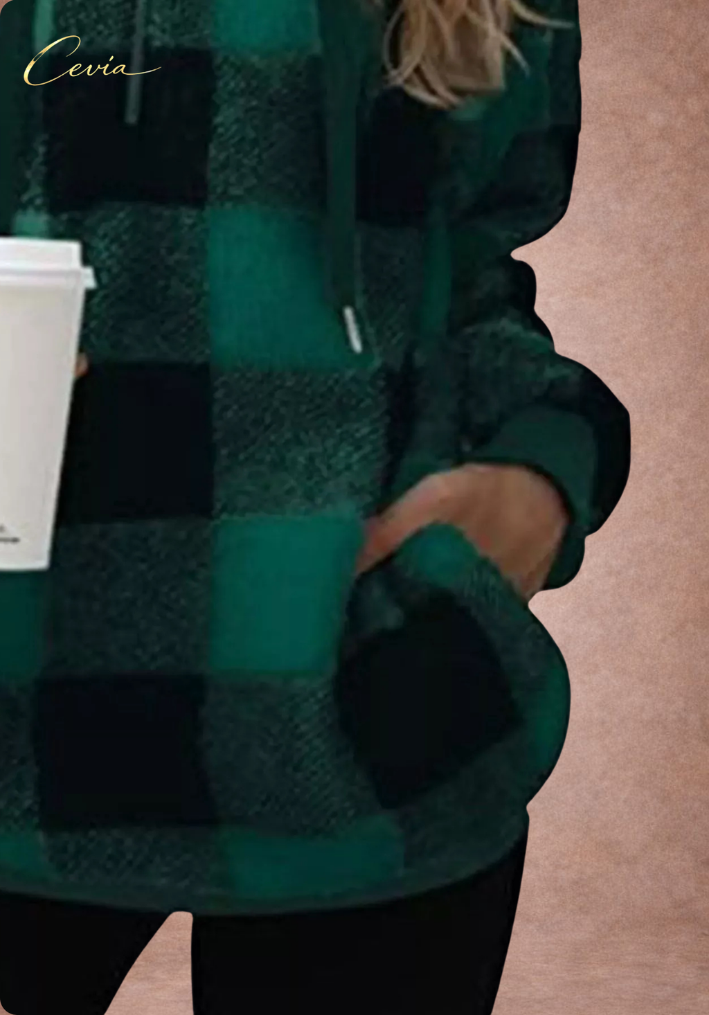 The Marcellinne Checkered Sherpa Hoodie plus size