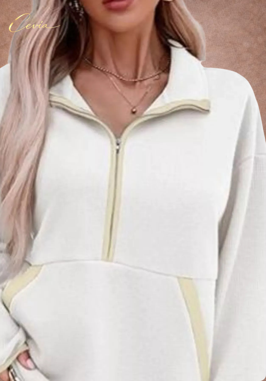 The Arlona Two-Tone Zip Pullover