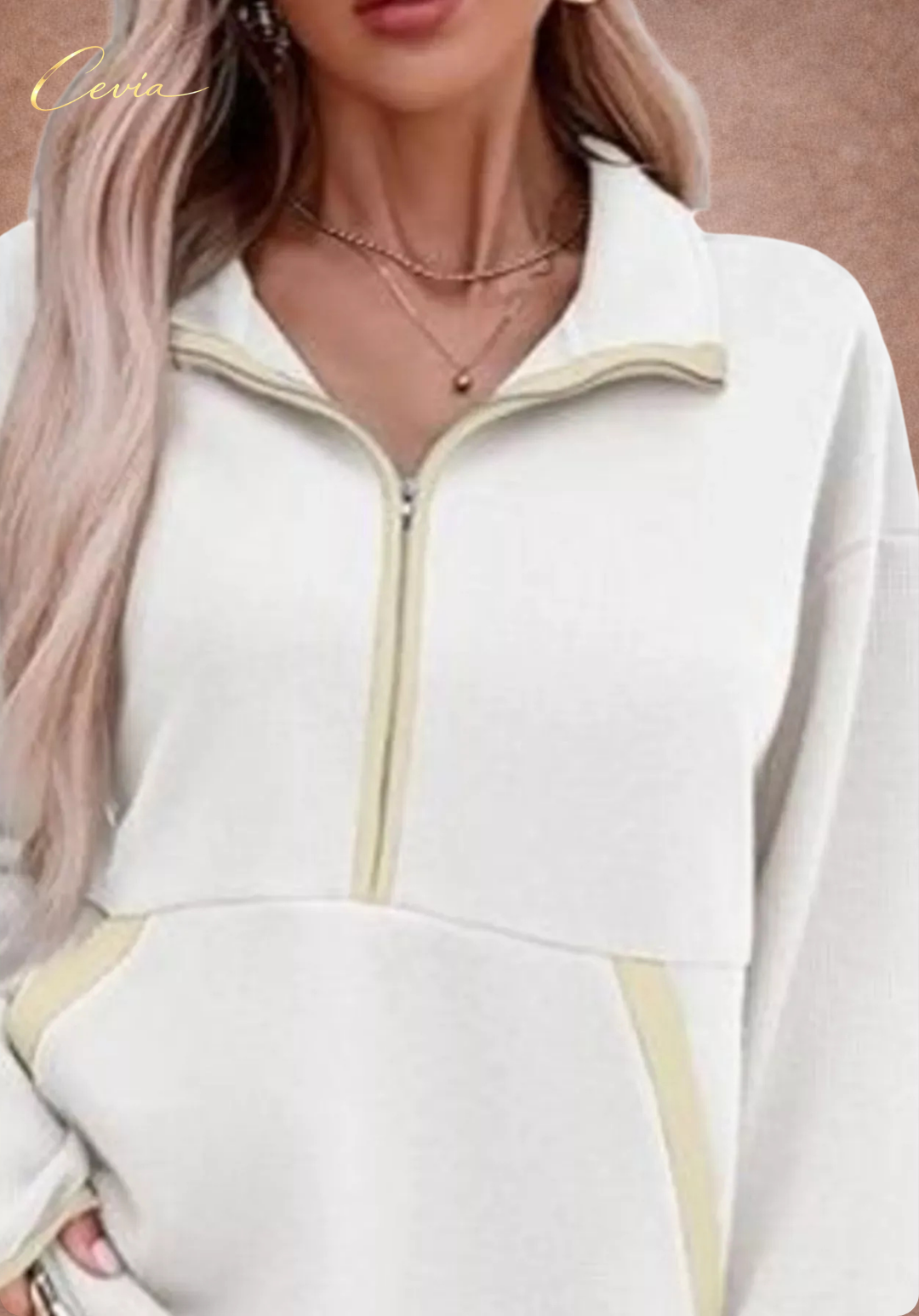 The Arlona Two-Tone Zip Pullover