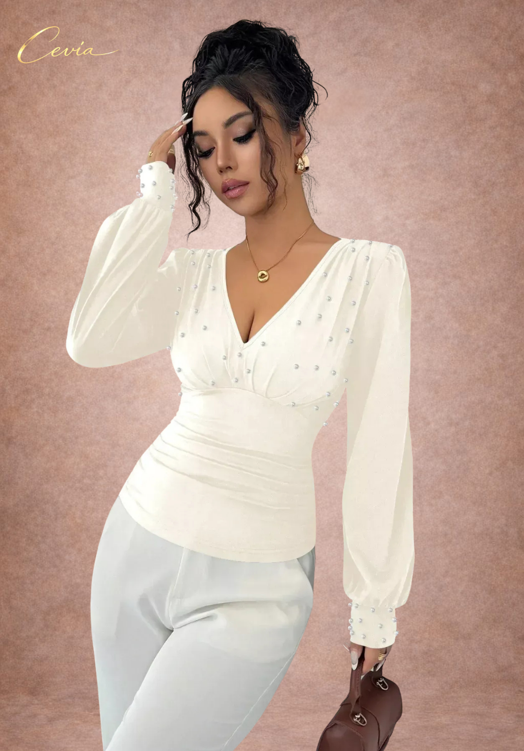 The Marivelle Pearl-Ruched Silhouette Top