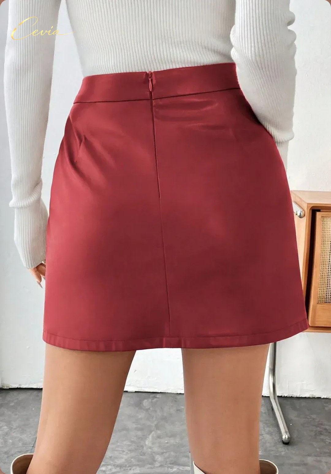 The Lissara Sleek Faux-Leather Mini Skirt