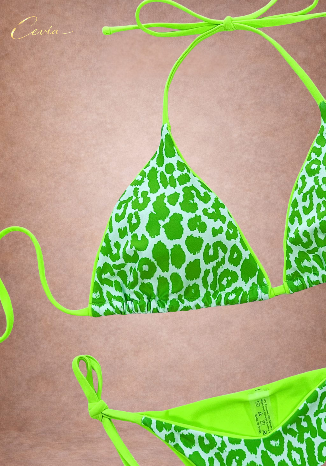 Hot Leopard Tie-Side Triangle Bikini Set