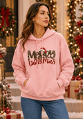 Sudadera con capucha navideña de estampado leopardo