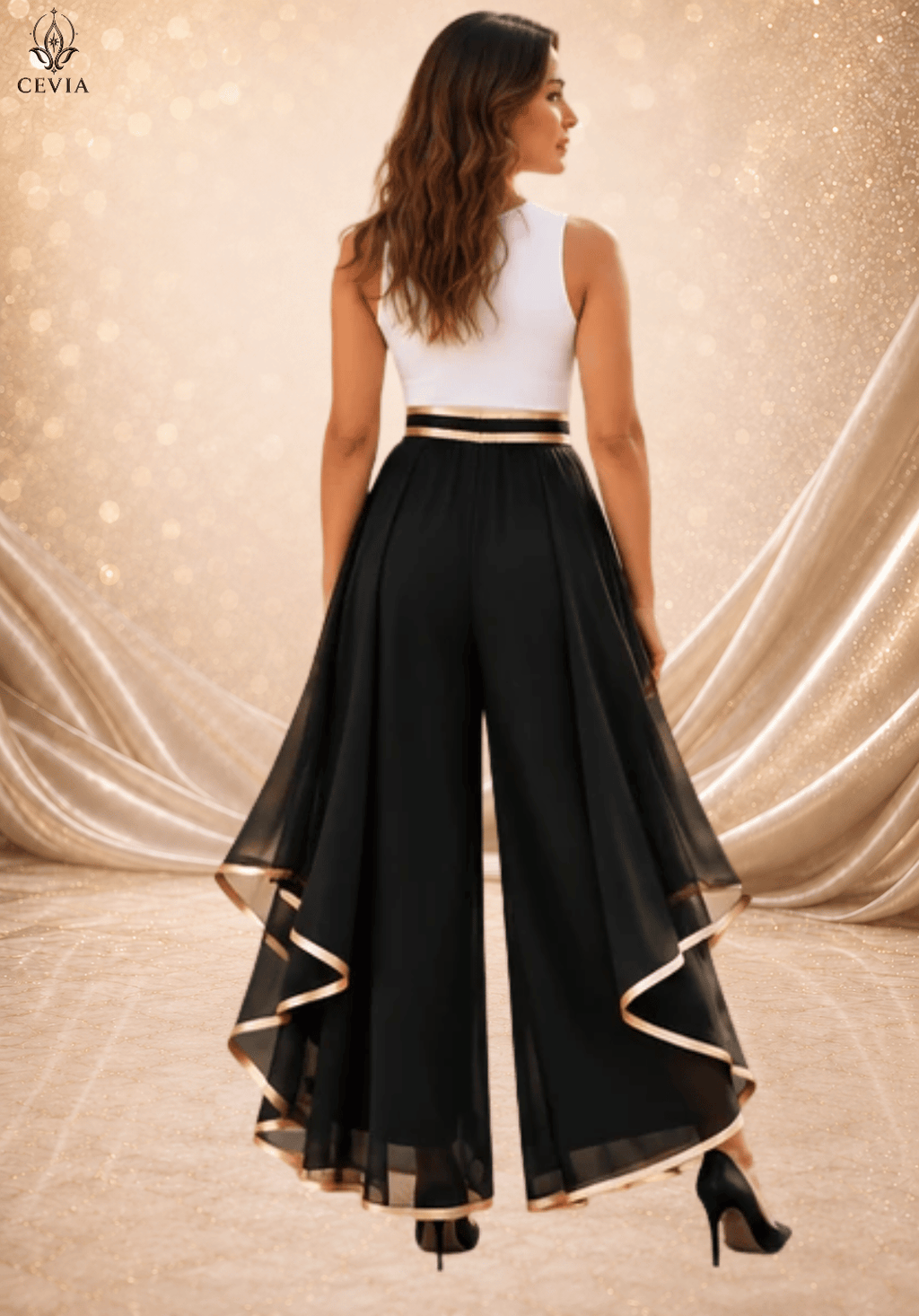 The Gilded Cascade Wide-Leg Pants