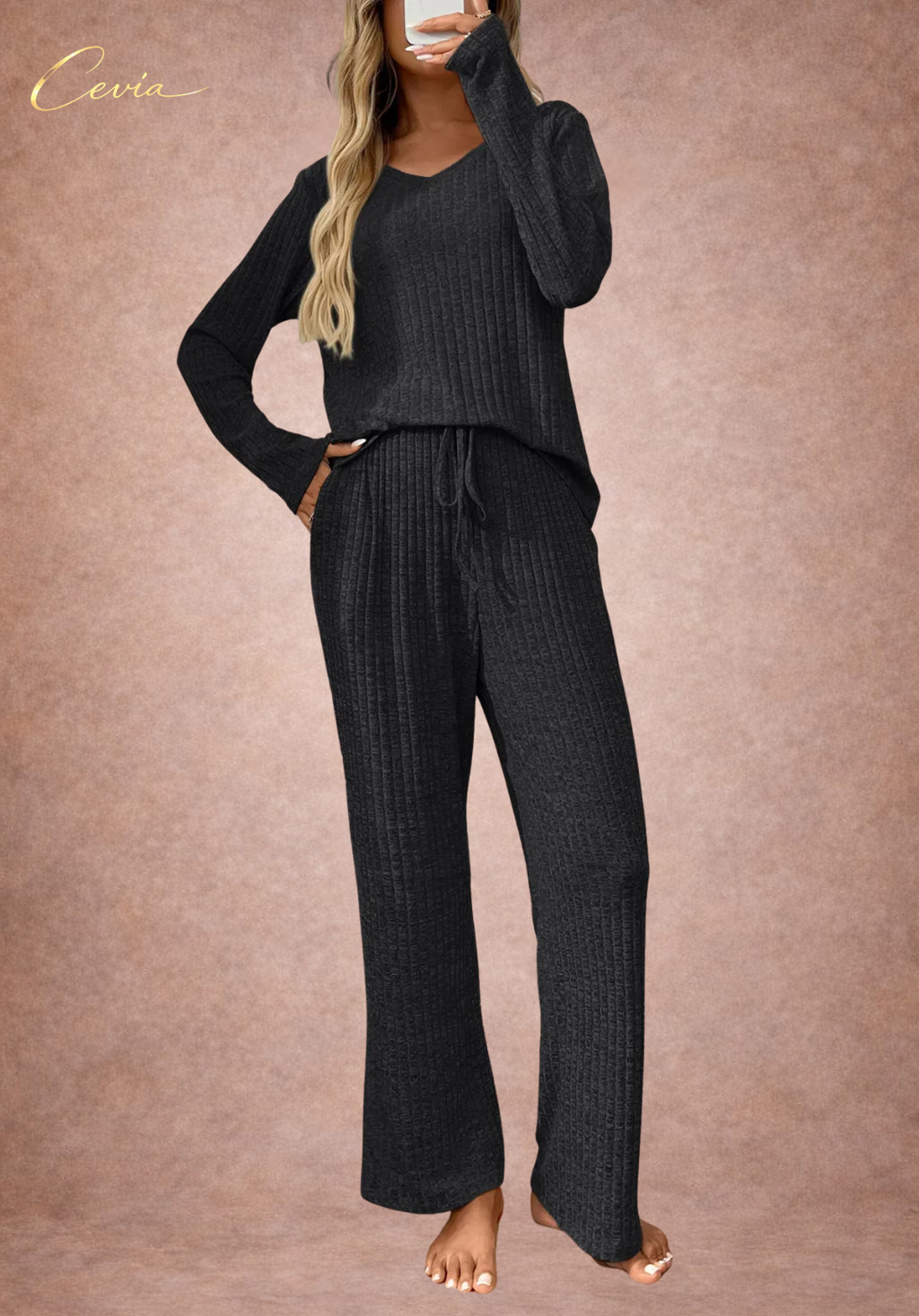 Azure-Ribbed Lounge Set
