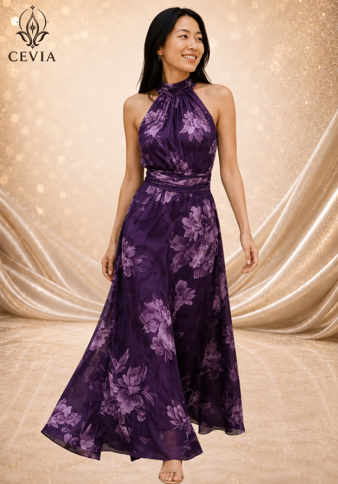 The Romantic Halter Floral Maxi Dress