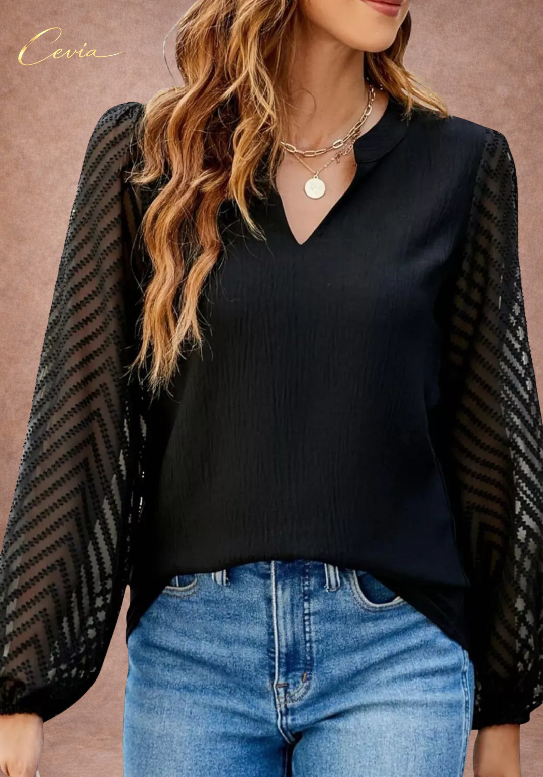 The Eloria Sheer-Elegance Blouse