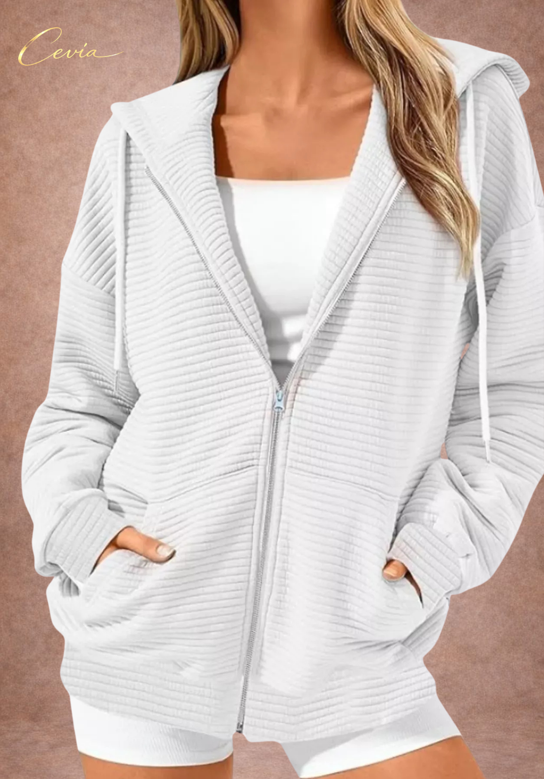 The Nyelle Ribbed Plush Zip Hoodie
