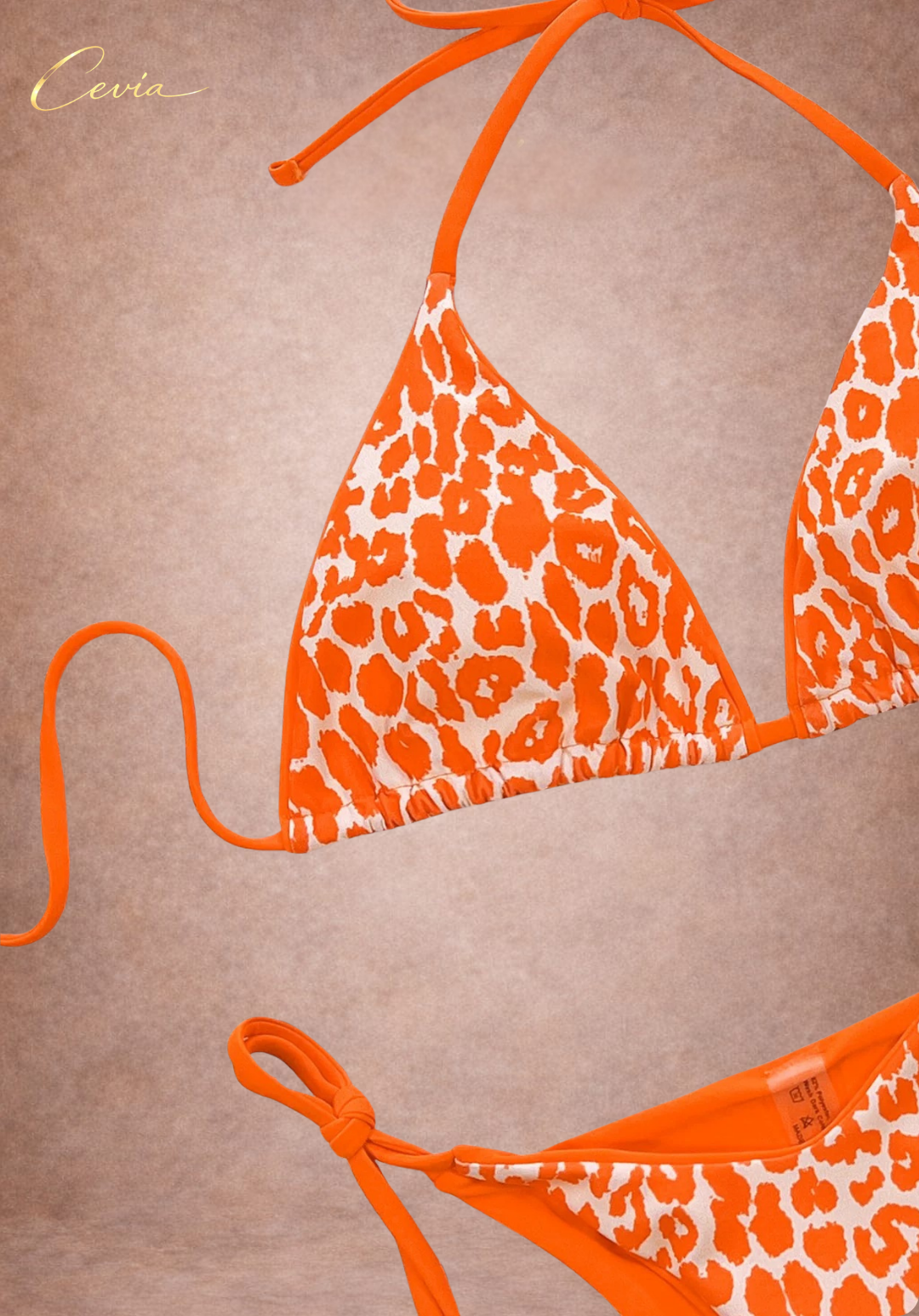 Hot Leopard Tie-Side Triangle Bikini Set