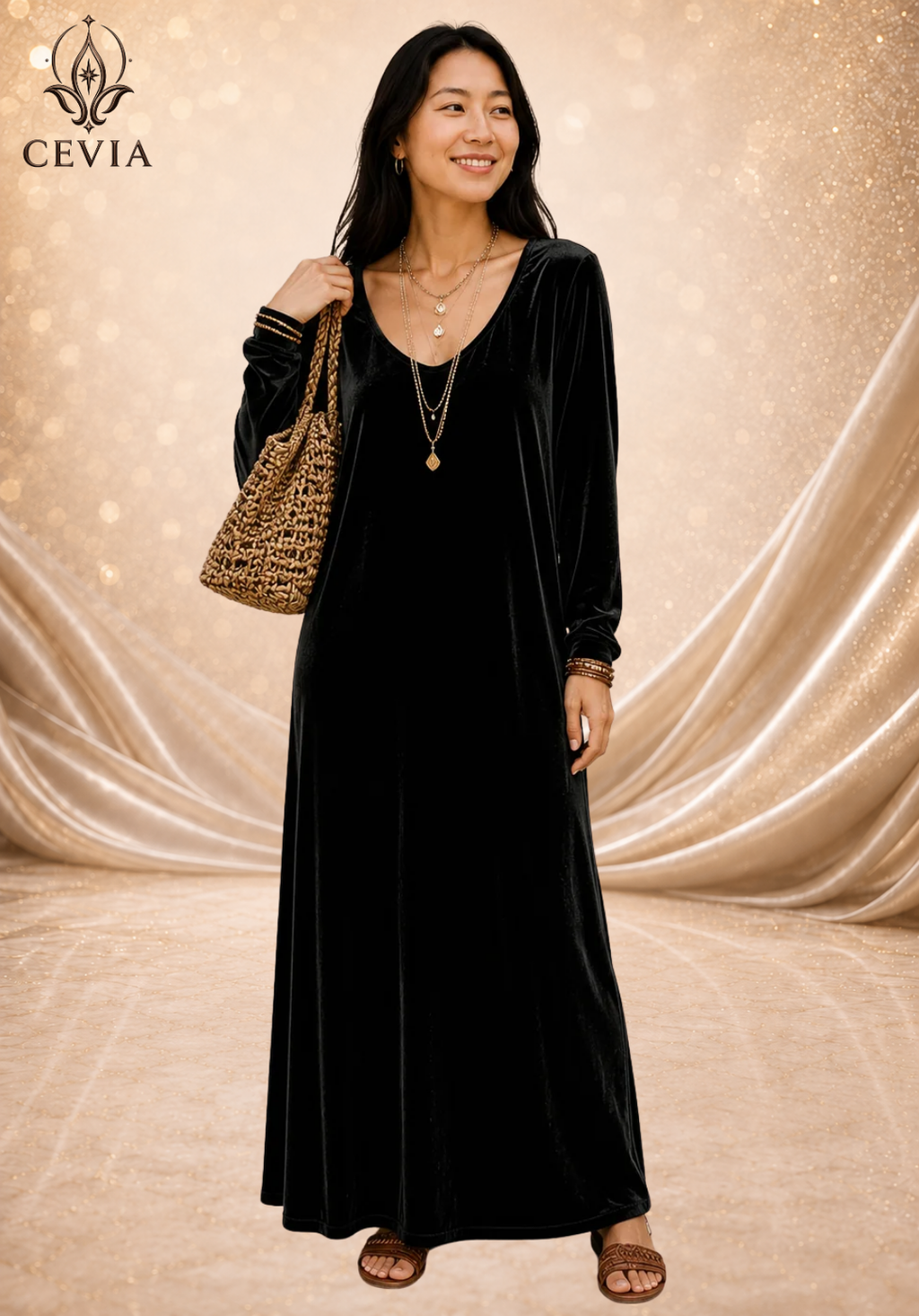 The Fluid Long-Sleeve Maxi Dress