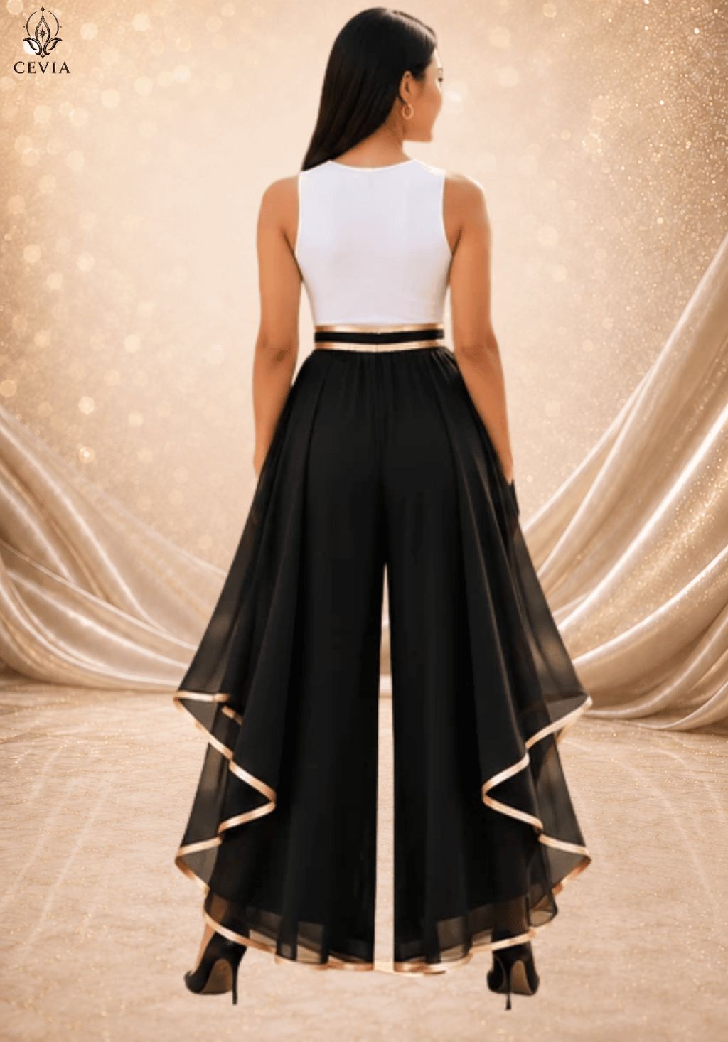 The Gilded Cascade Wide-Leg Pants