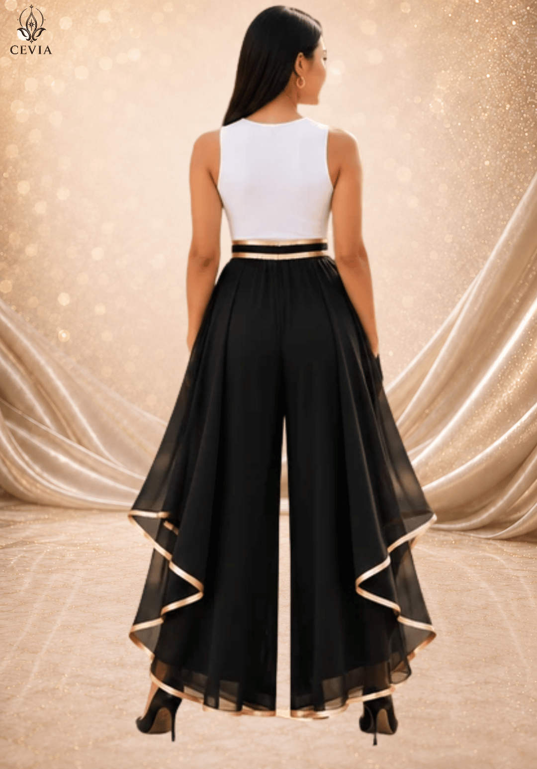 The Gilded Cascade Wide-Leg Pants