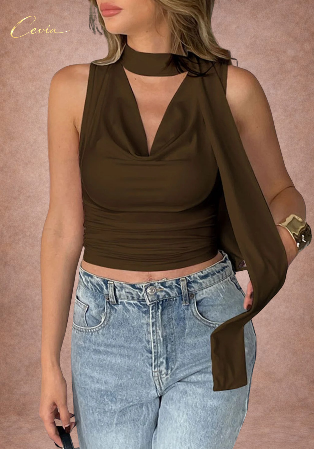 The Vivienne Draped Scarf Top