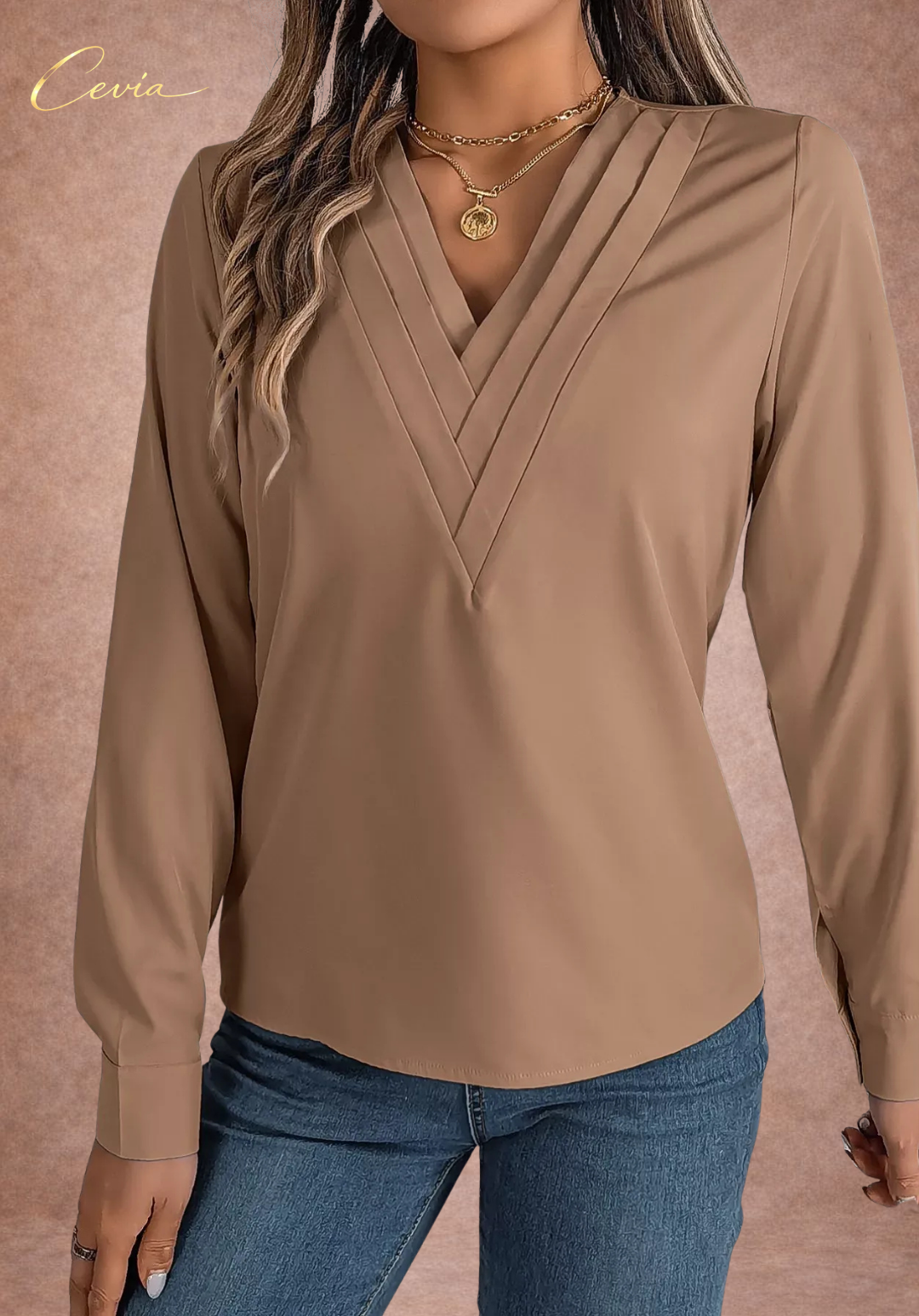 The Celestine Pleat-Detail Luxe Blouse