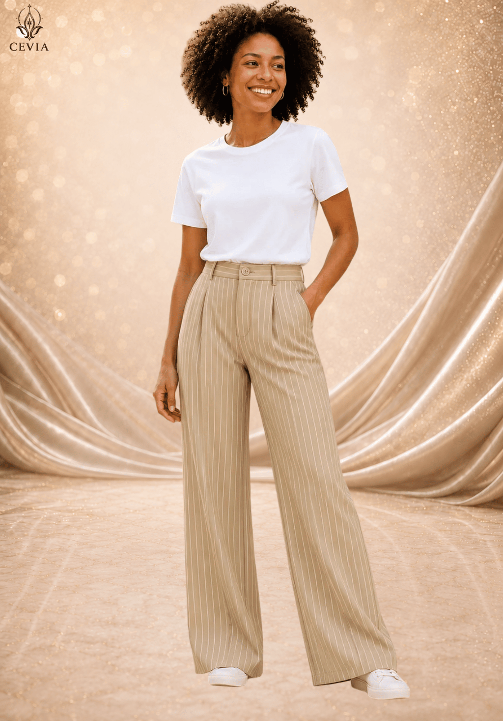 The Pinstripe Authority Wide-Leg Pants
