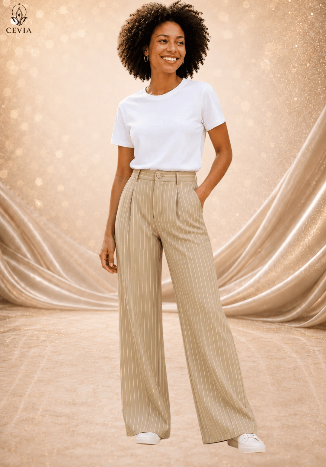 The Pinstripe Authority Wide-Leg Pants