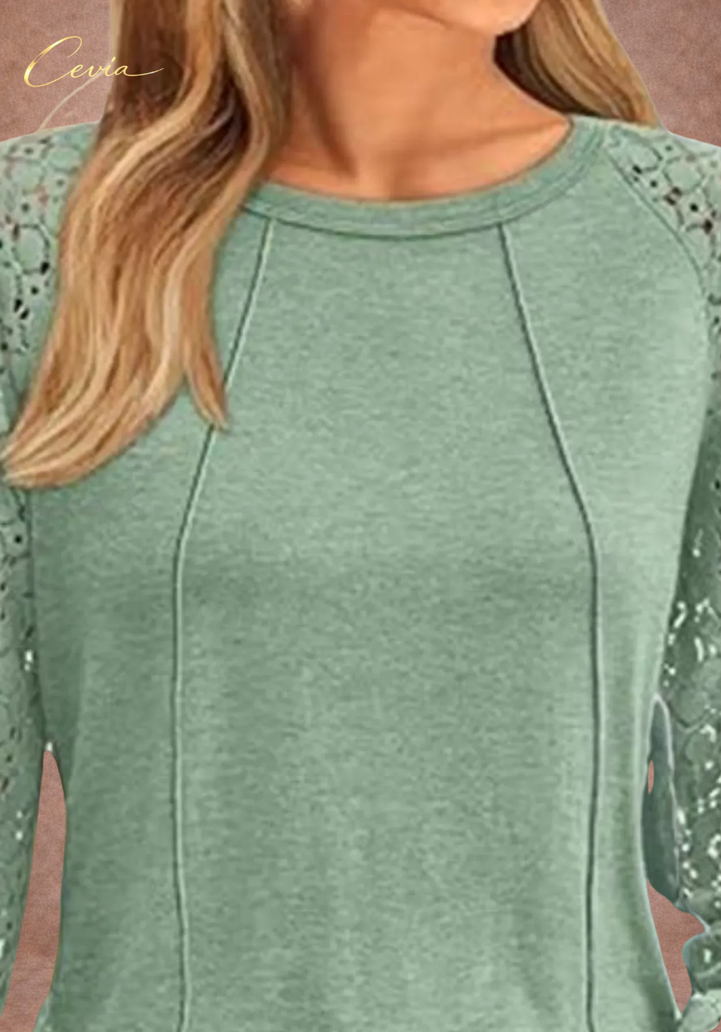 The Lysandra Lace-Sleeve Seamline Top
